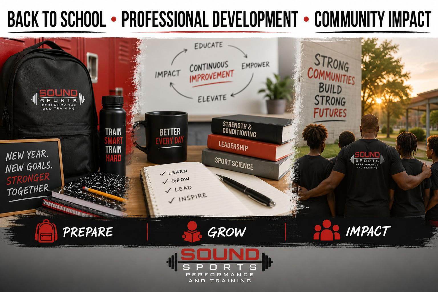 Back to School, Professional Development, Community Impact — Prepare, Grow, Impact. Sound Sports Performance and Training.